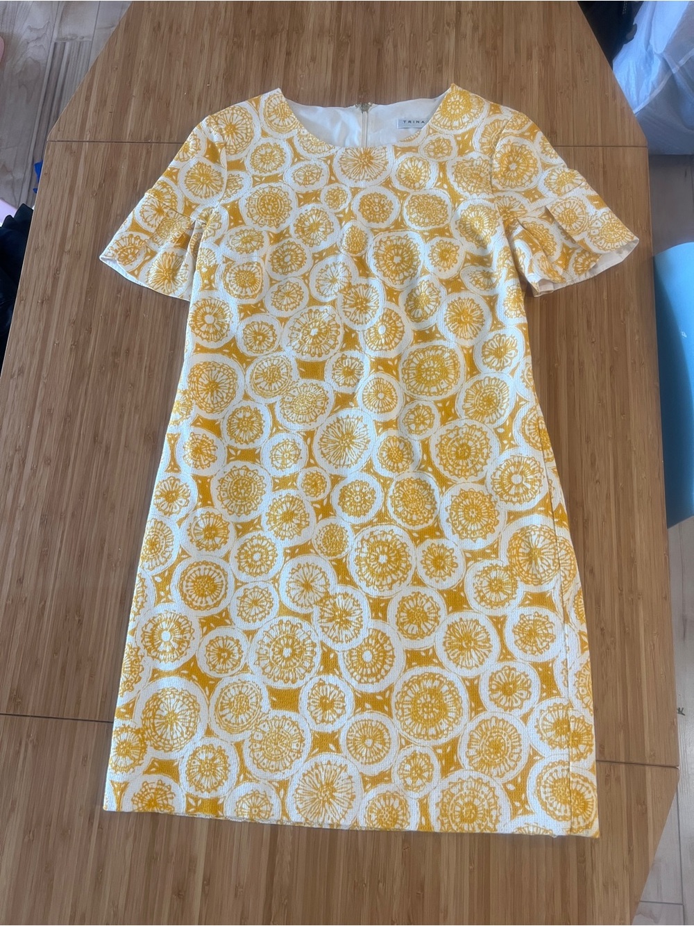 Trina Turk Jacinta Yellow and White Printed Shift Dress